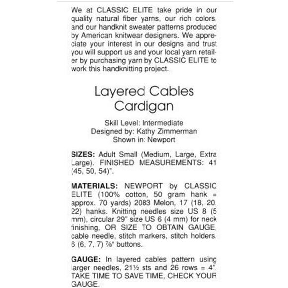 New Classic Elite Yarns 868 A Natural Progression Sweater Knitting Pattern - Picture 5 of 5